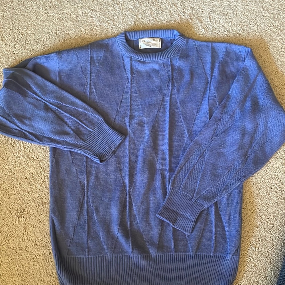 Vintage Christian Dior sweater periwinkle argyle - excellent condition! Small S